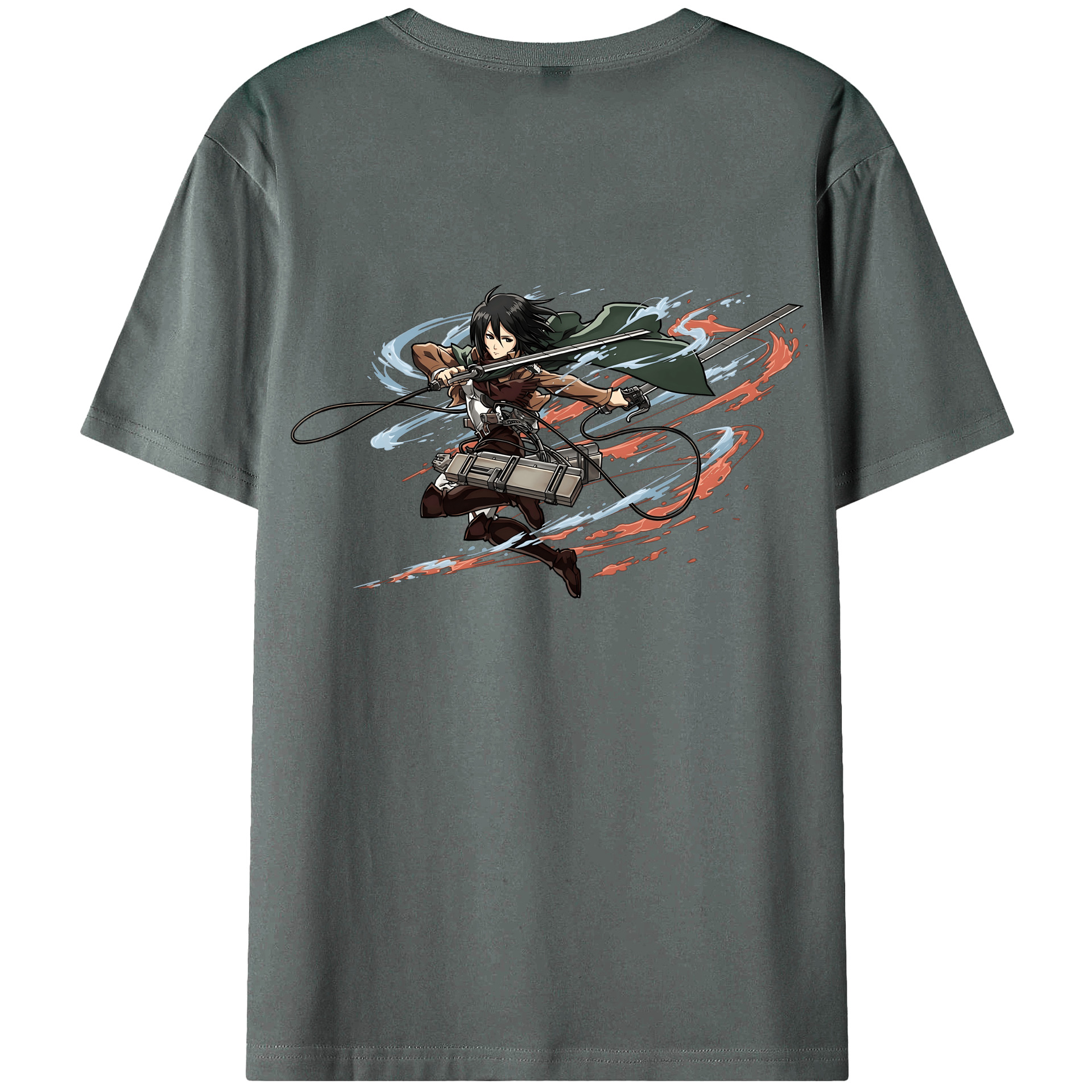 （画像用） 進撃の巨人 ミカサ·アッカーマン Attack on Titan Mikasa Ackerman 綿100％半袖Tシャツ（背面プリント）